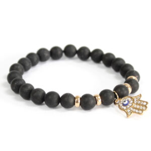 Hamsa / Black Agate – Gemstone Bracelet