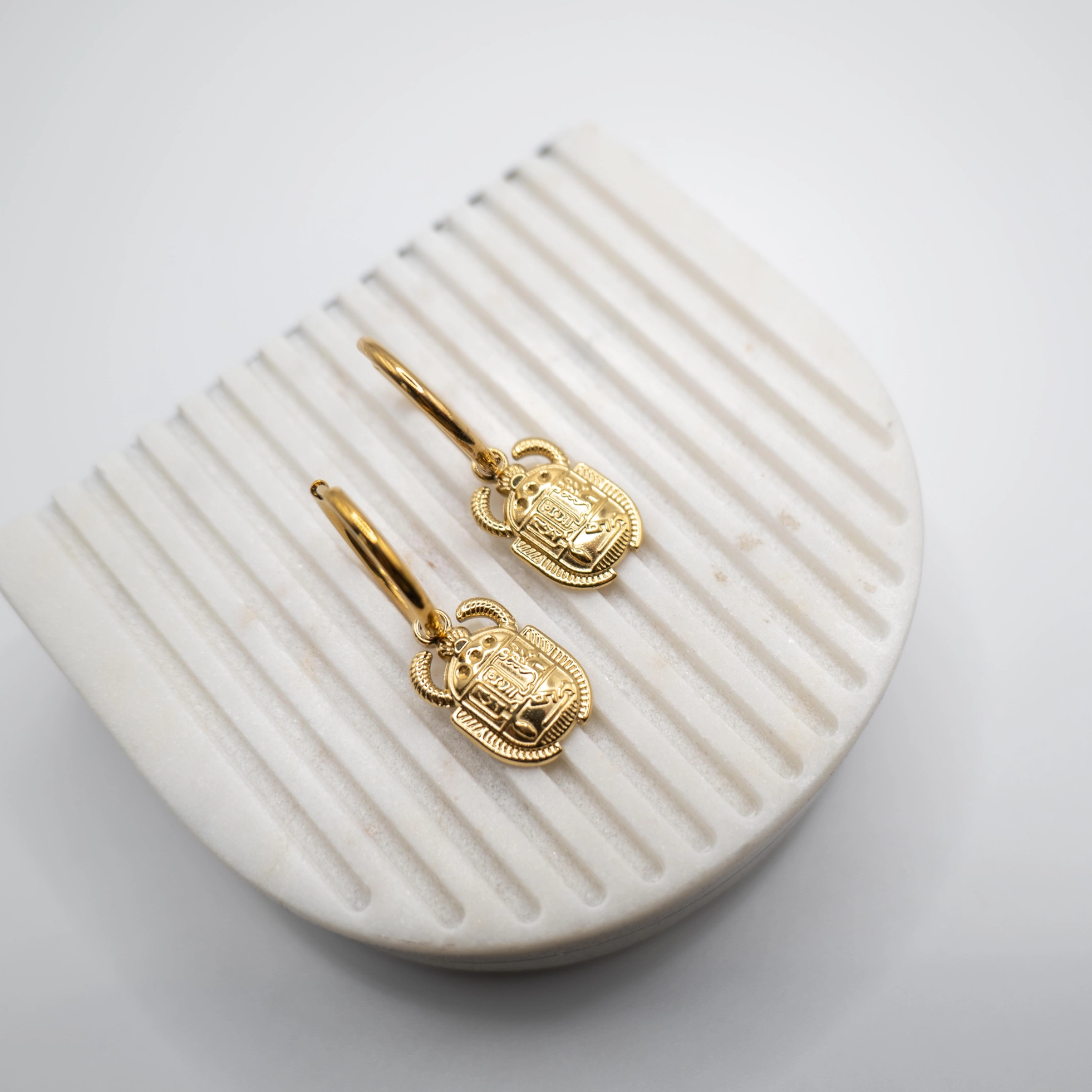 18K Gold Plated Scarab Hoops