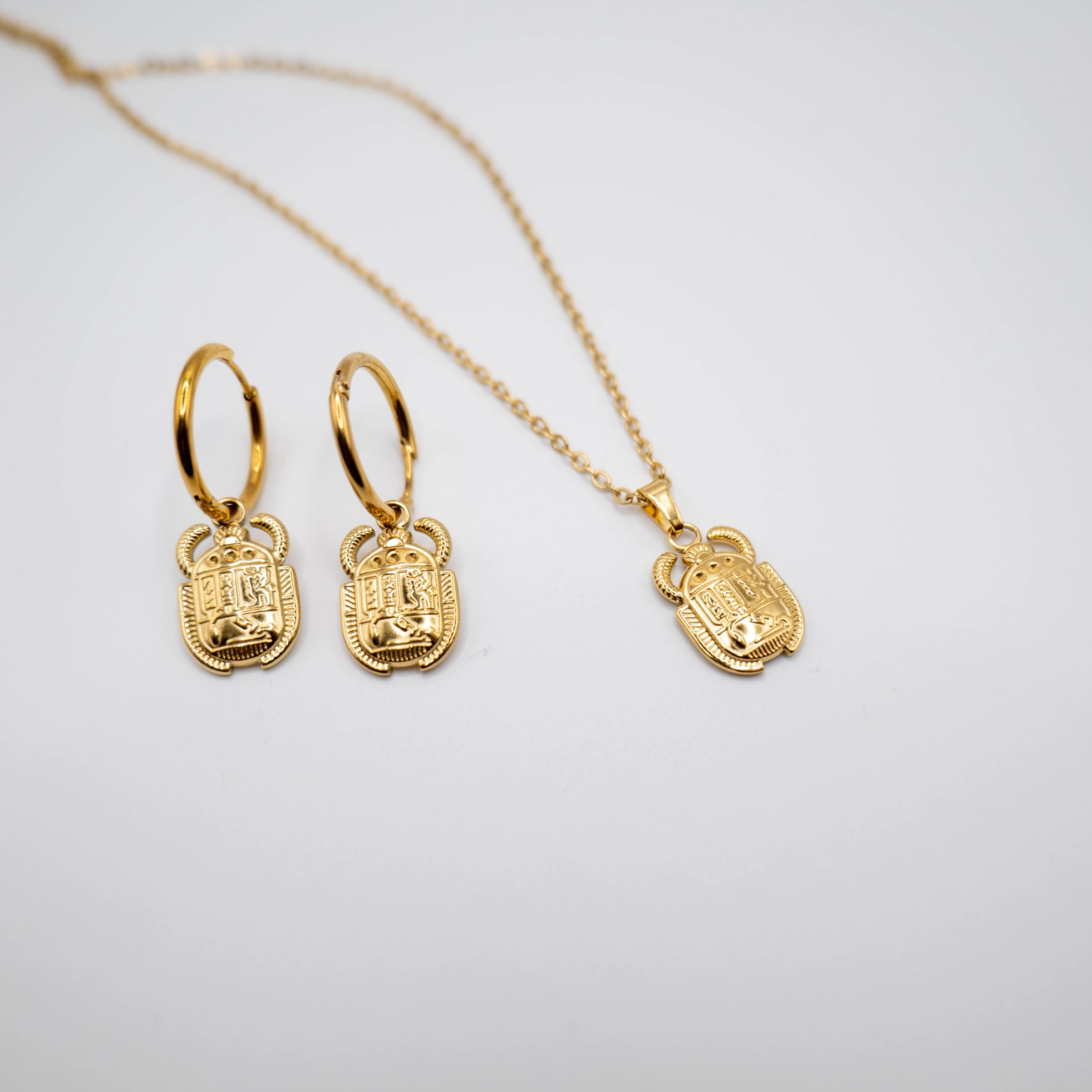 18K Gold Plated Scarab Hoops - Image 3